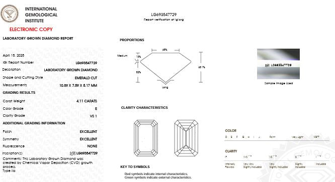IGI Graded 4.11ct Emerald Cut Lab-Grown Diamond East-West Solitaire Engagement Ring 14k Yellow Gold
