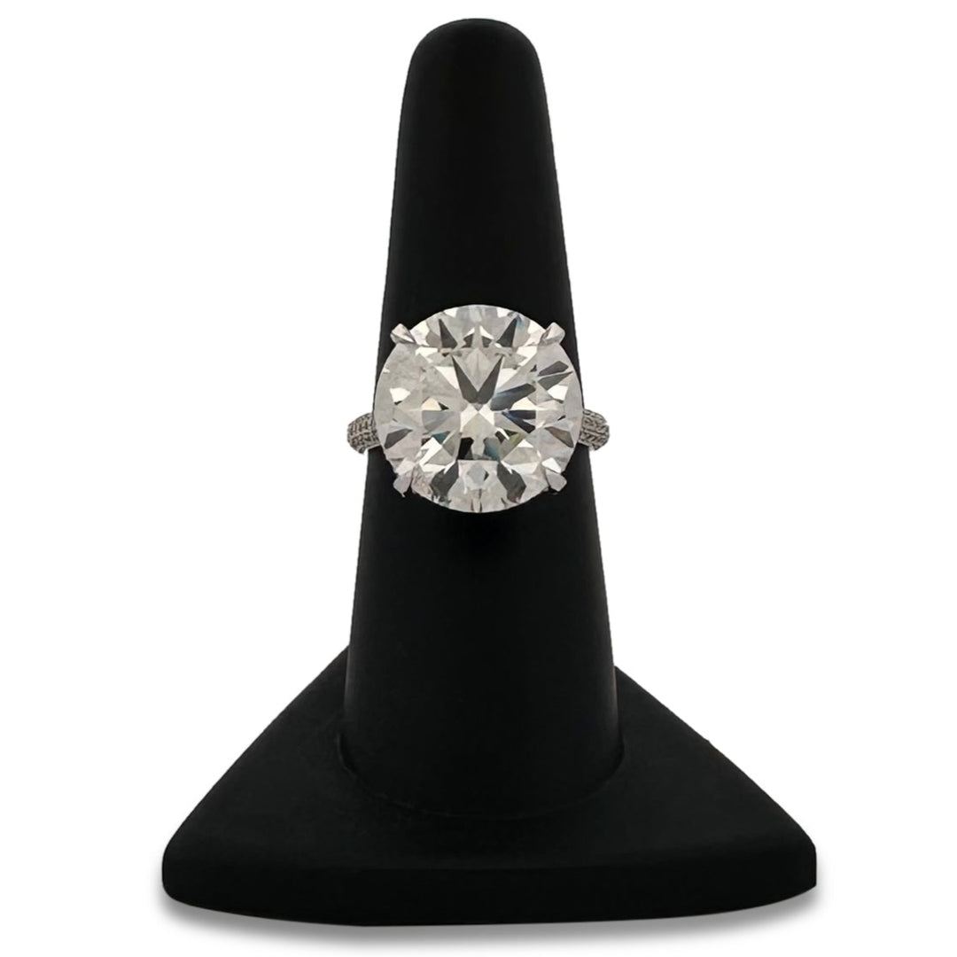 IGI Graded 12ct Round Brilliant Center with Hidden Halo Lab-Grown Diamond Engagement Ring in 14k White Gold