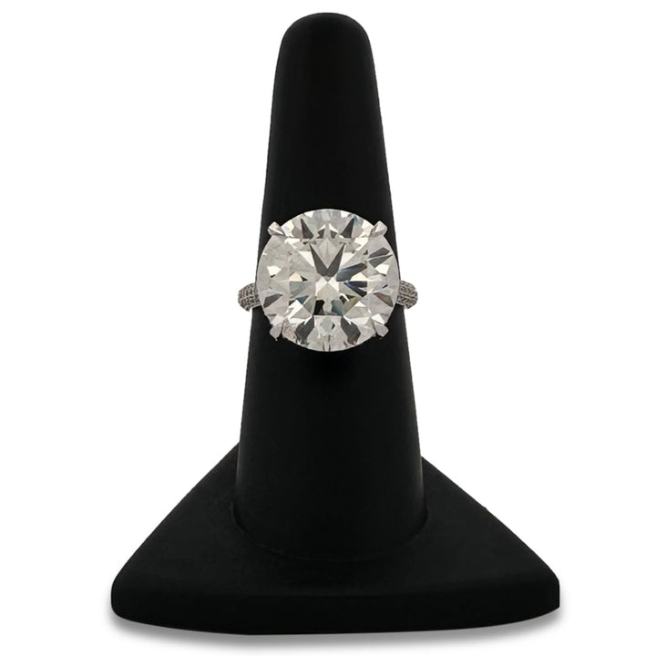IGI Graded 12ct Round Brilliant Center with Hidden Halo Lab-Grown Diamond Engagement Ring in 14k White Gold