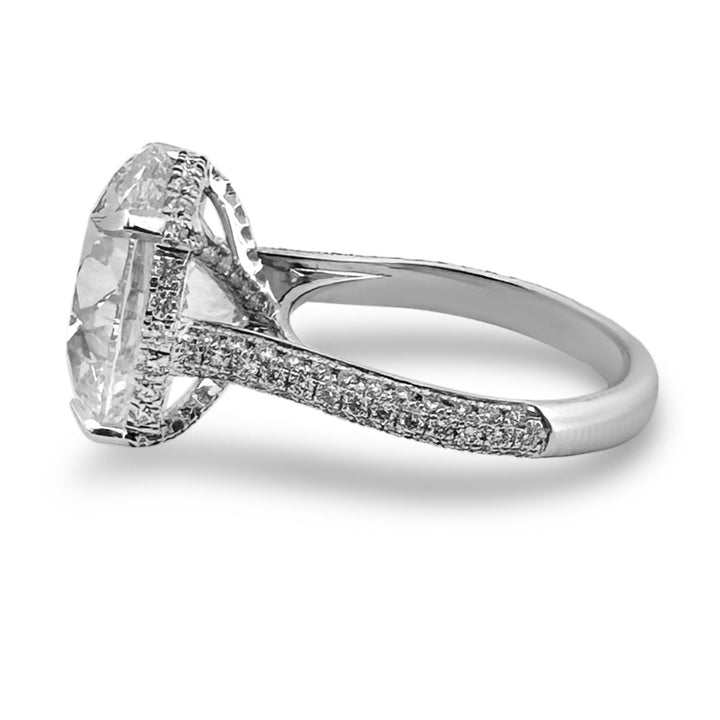 IGI Graded 12ct Round Brilliant Center with Hidden Halo Lab-Grown Diamond Engagement Ring in 14k White Gold