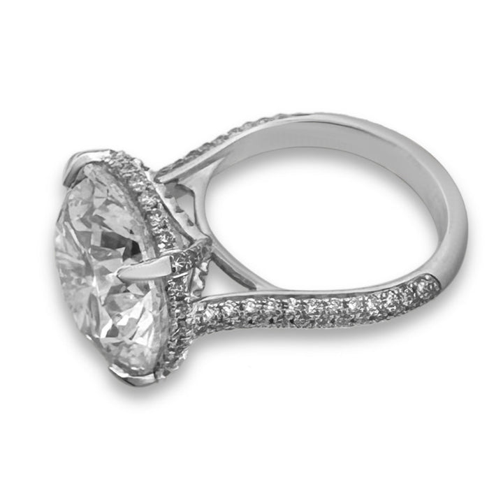 IGI Graded 12ct Round Brilliant Center with Hidden Halo Lab-Grown Diamond Engagement Ring in 14k White Gold
