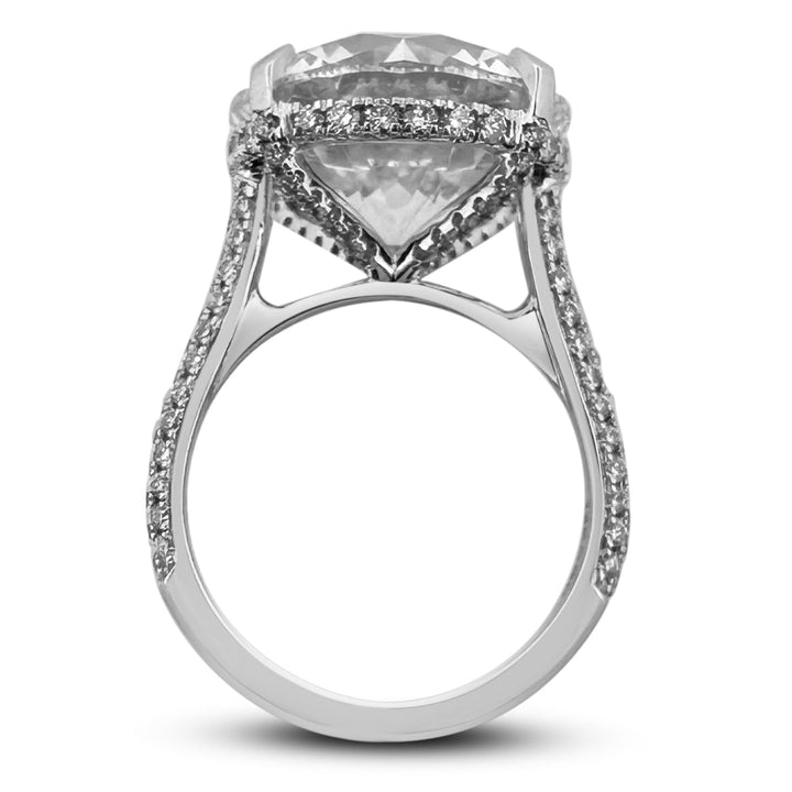 IGI Graded 12ct Round Brilliant Center with Hidden Halo Lab-Grown Diamond Engagement Ring in 14k White Gold