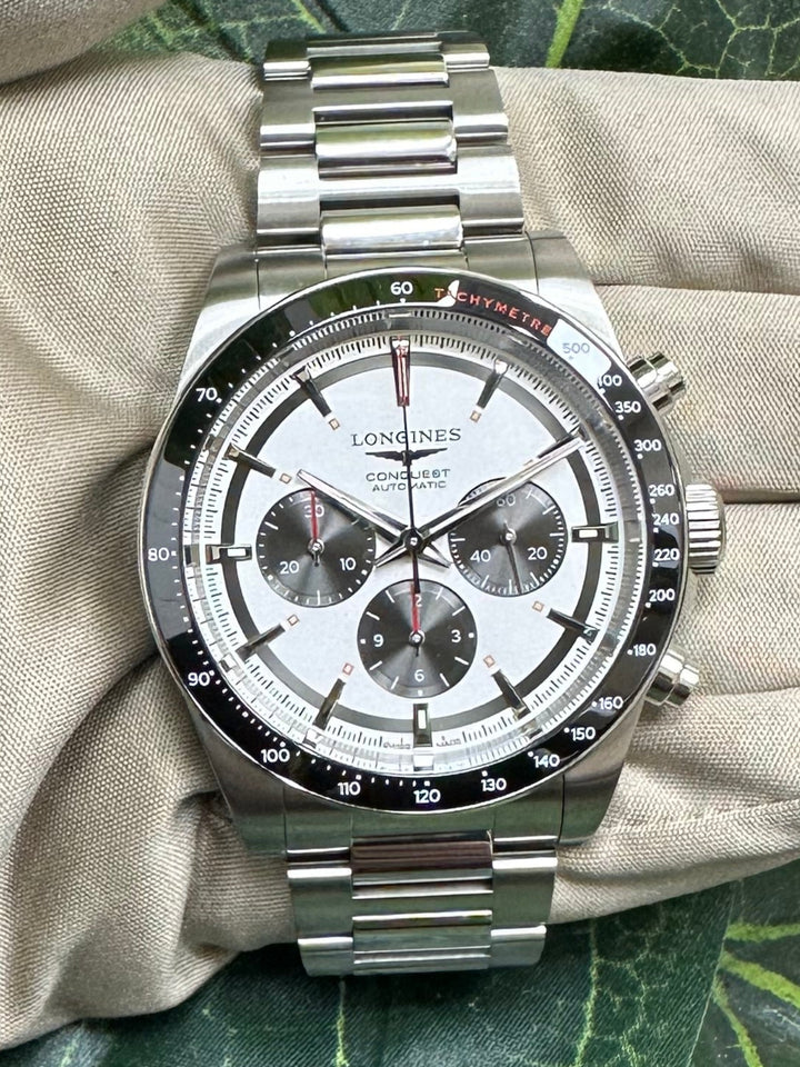 2024 Longines Conquest Automatic Chronograph 42mm Stainless Steel Watch with Box & Papers