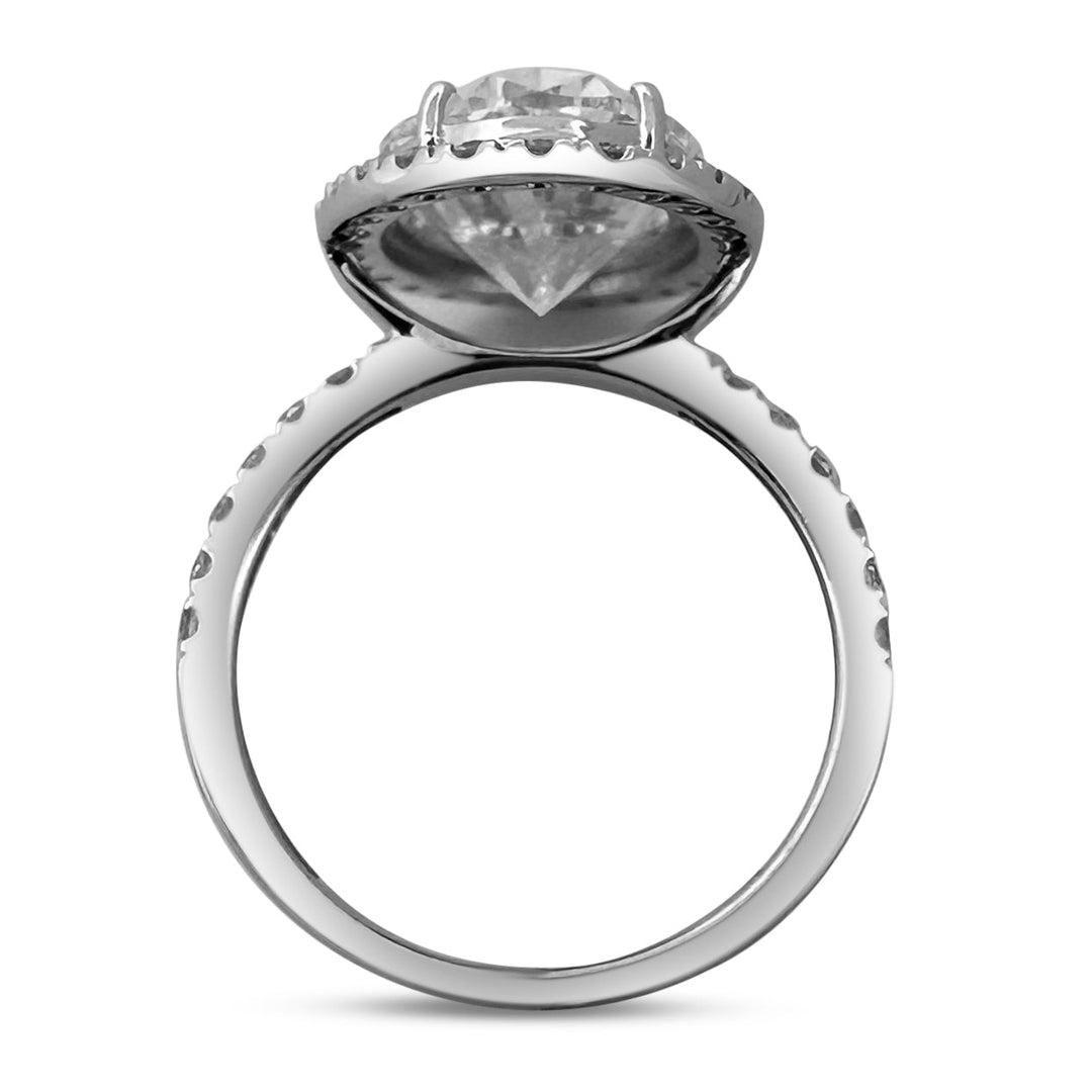 IGI Graded 5.05ct Oval Center with Round Brilliant Halo Lab-Grown Diamond Engagement Ring in 14k White Gold