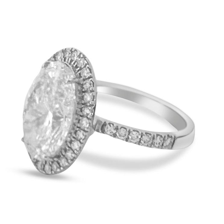 IGI Graded 5.05ct Oval Center with Round Brilliant Halo Lab-Grown Diamond Engagement Ring in 14k White Gold