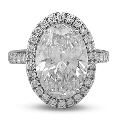 IGI Graded 5.05ct Oval Center with Round Brilliant Halo Lab-Grown Diamond Engagement Ring in 14k White Gold