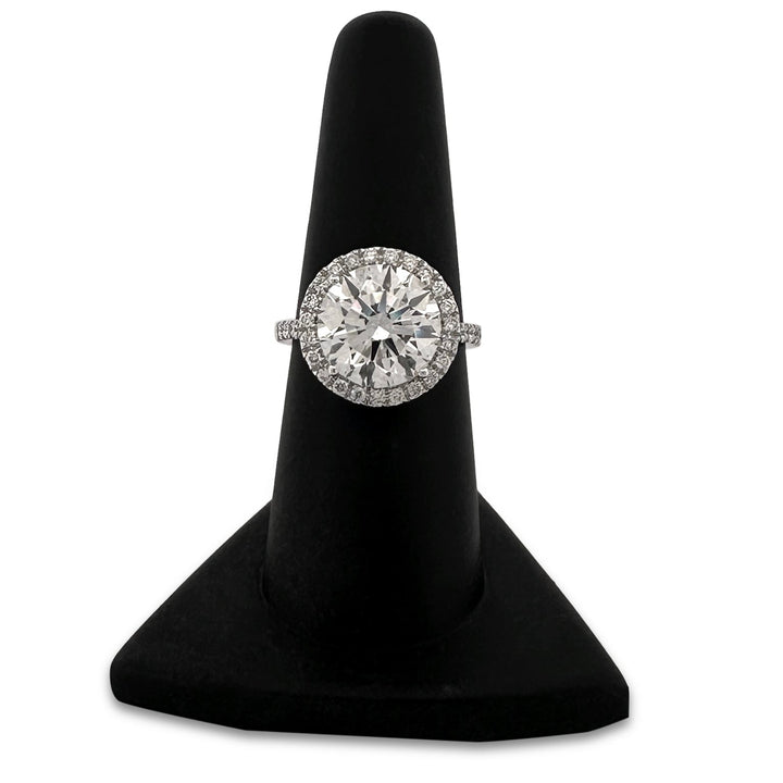 IGI Graded 5.12ct Round Brilliant Lab-Grown Diamond Halo Engagement Ring in 14k White Gold