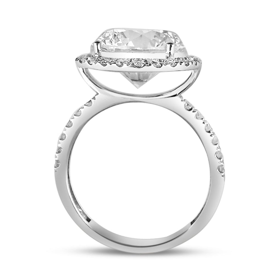 IGI Graded 5.12ct Round Brilliant Lab-Grown Diamond Halo Engagement Ring in 14k White Gold