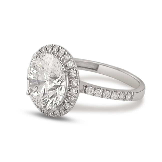 IGI Graded 5.12ct Round Brilliant Lab-Grown Diamond Halo Engagement Ring in 14k White Gold