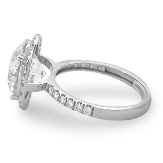 IGI Graded 5.12ct Round Brilliant Lab-Grown Diamond Halo Engagement Ring in 14k White Gold