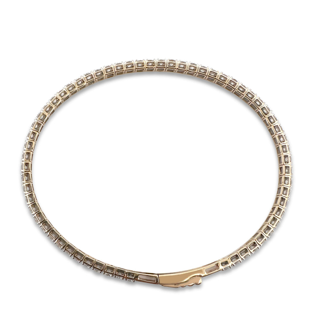 4ctw Round Brilliant Lab-Grown Diamond Bangle Stackable Bracelet in 14k Yellow Gold