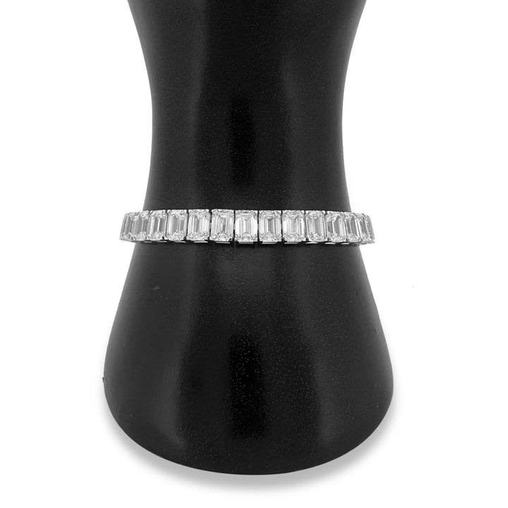 37.43ctw Emerald Cut Lab-Grown Diamond Tennis Bracelet in 14k White Gold