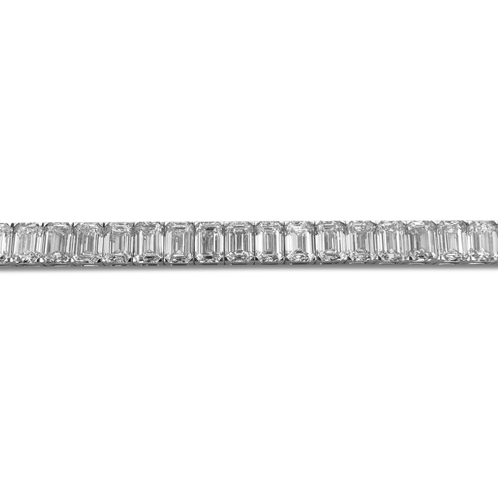 37.43ctw Emerald Cut Lab-Grown Diamond Tennis Bracelet in 14k White Gold