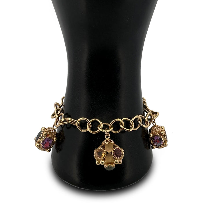 Multi-Gemstone Charm Bracelet in 18k Yellow Gold