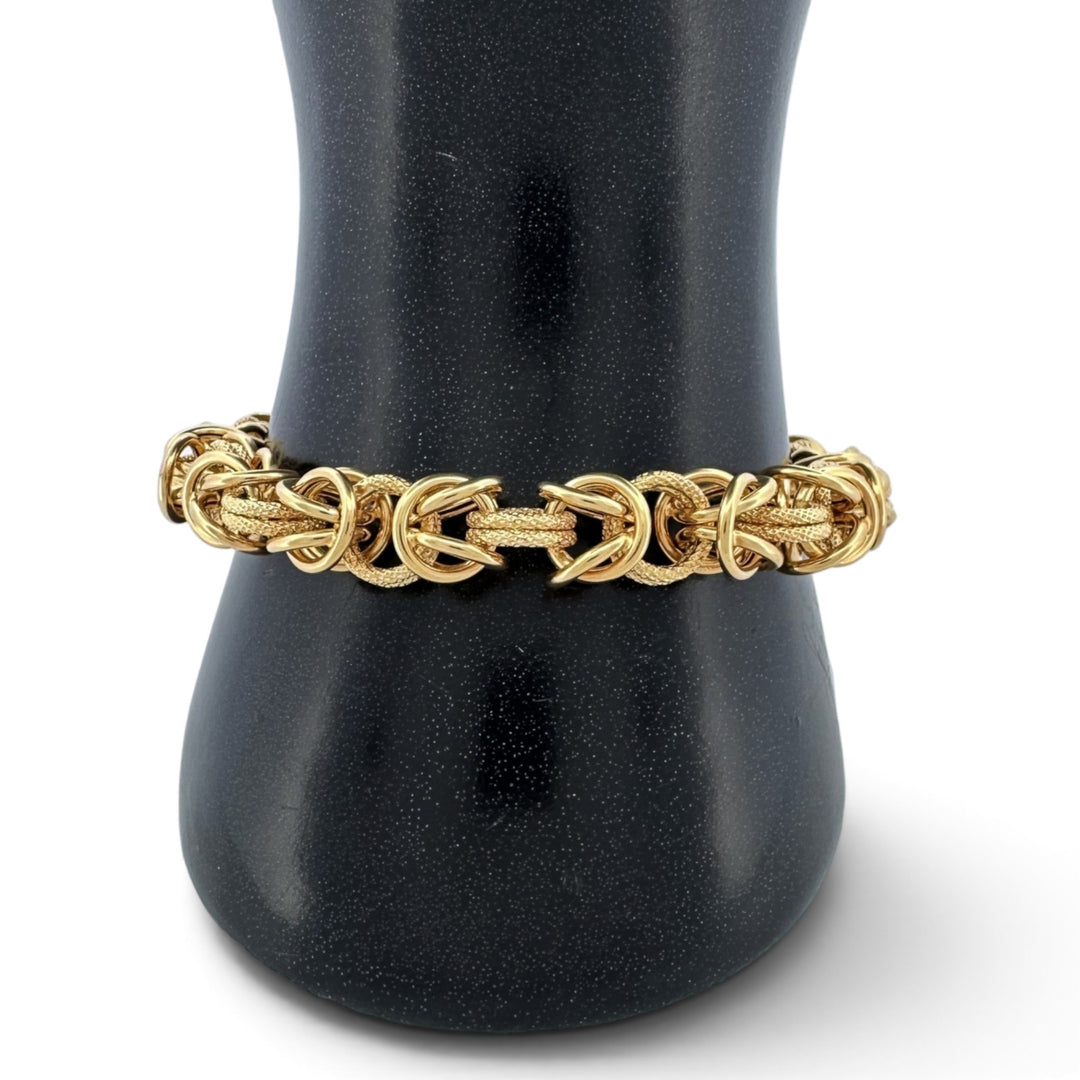 Vintage Textured Byzantine Link 8" Bracelet in 14k Yellow Gold