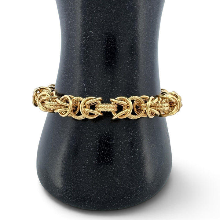 Vintage Textured Byzantine Link 8" Bracelet in 14k Yellow Gold