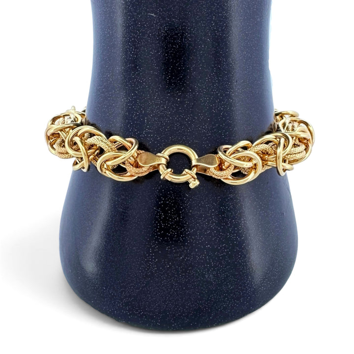 Vintage Textured Byzantine Link 8" Bracelet in 14k Yellow Gold