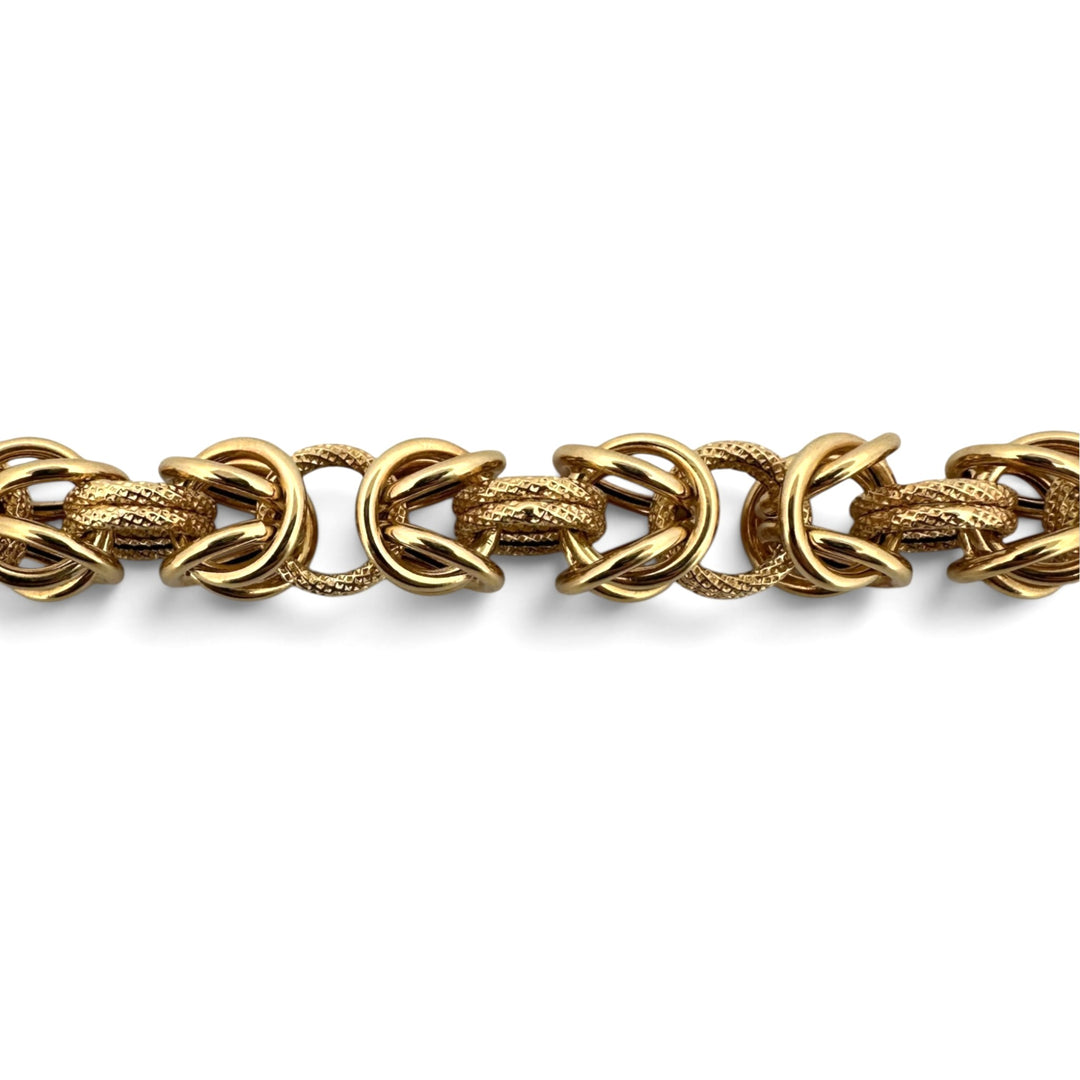 Vintage Textured Byzantine Link 8" Bracelet in 14k Yellow Gold