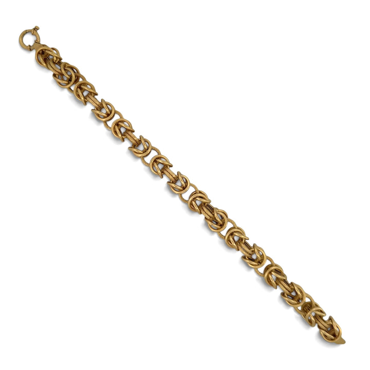 Vintage Textured Byzantine Link 8" Bracelet in 14k Yellow Gold