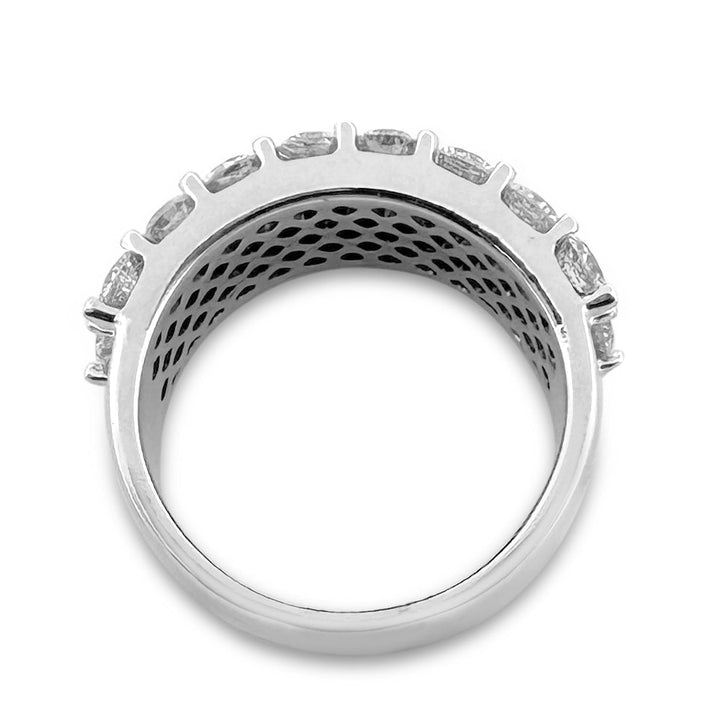 3ctw Round Brilliant Natural Diamond 3-Row Band in 14k White Gold