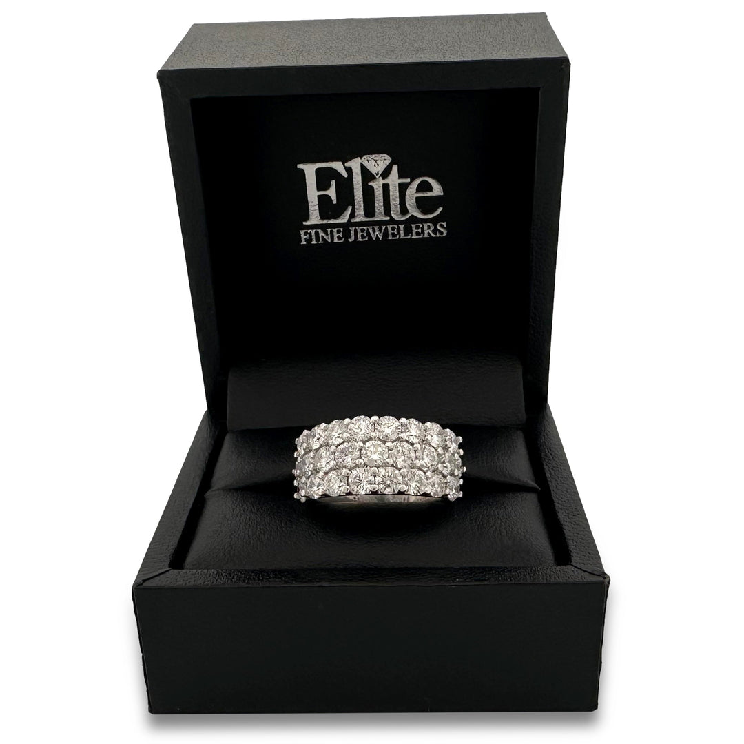 3ctw Round Brilliant Natural Diamond 3-Row Band in 14k White Gold