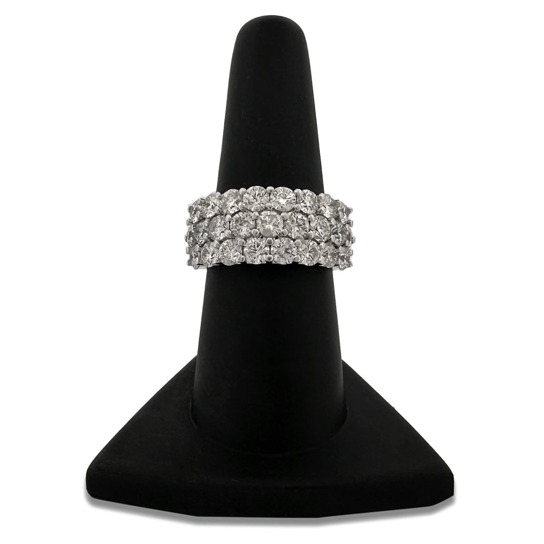 3ctw Round Brilliant Natural Diamond 3-Row Band in 14k White Gold