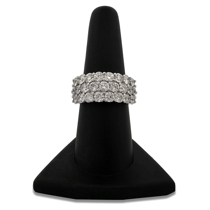 3ctw Round Brilliant Natural Diamond 3-Row Band in 14k White Gold