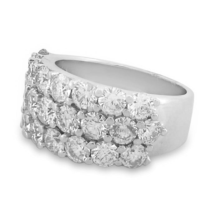 3ctw Round Brilliant Natural Diamond 3-Row Band in 14k White Gold