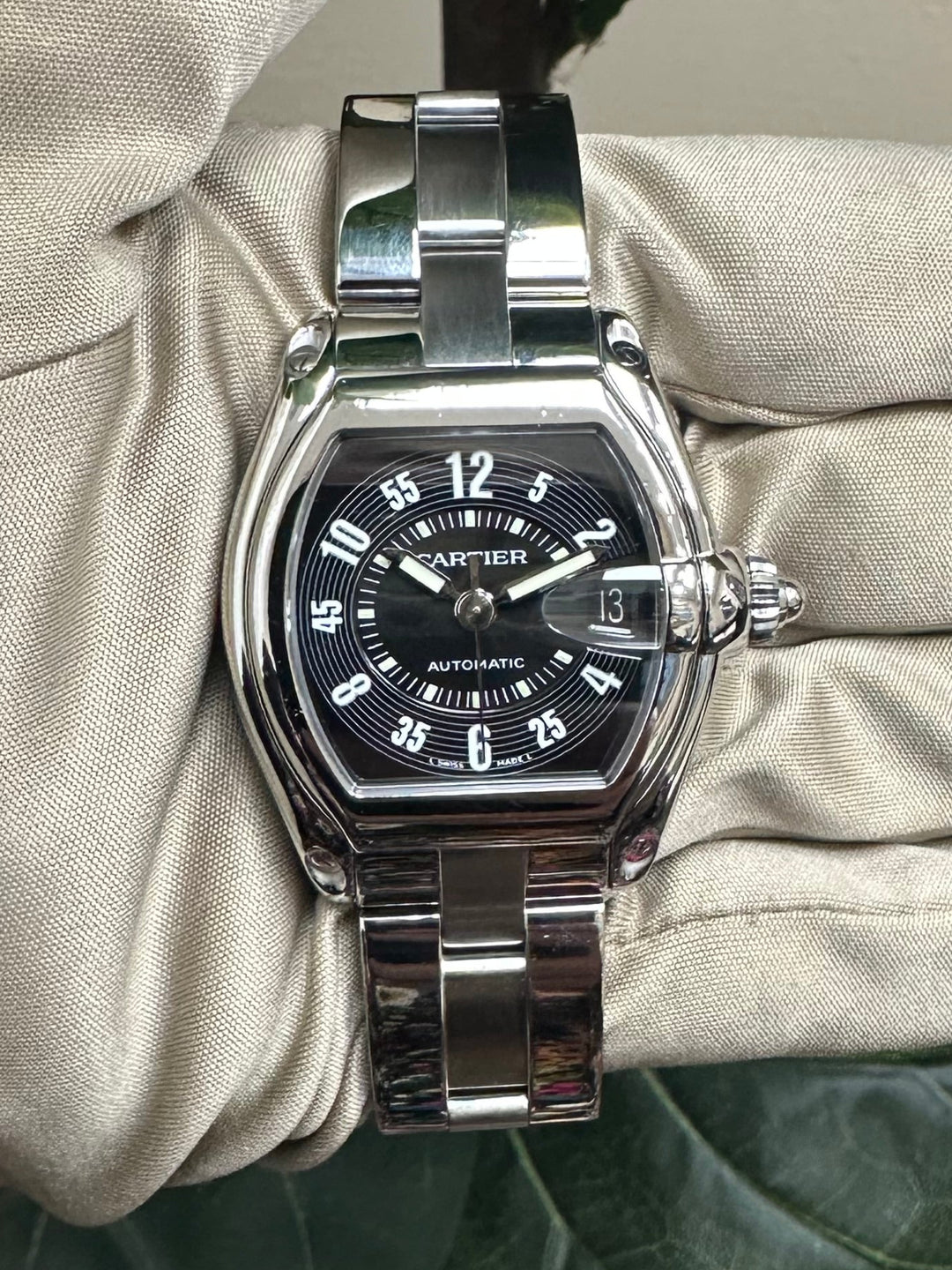 Cartier Roadster Large Size Stainless Steel Bracelet Watch