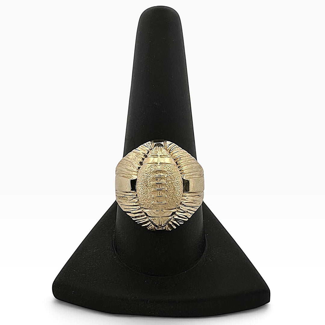 Sculptural Football Men's Ring in 10k Yellow Gold