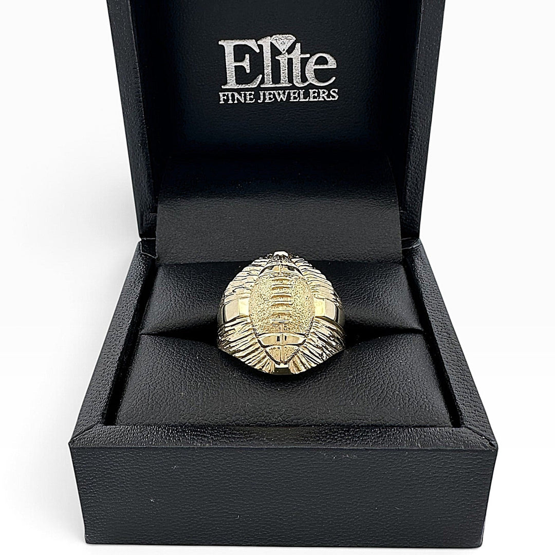 Sculptural Football Men's Ring in 10k Yellow Gold