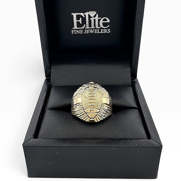 Sculptural Football Men's Ring in 10k Yellow Gold