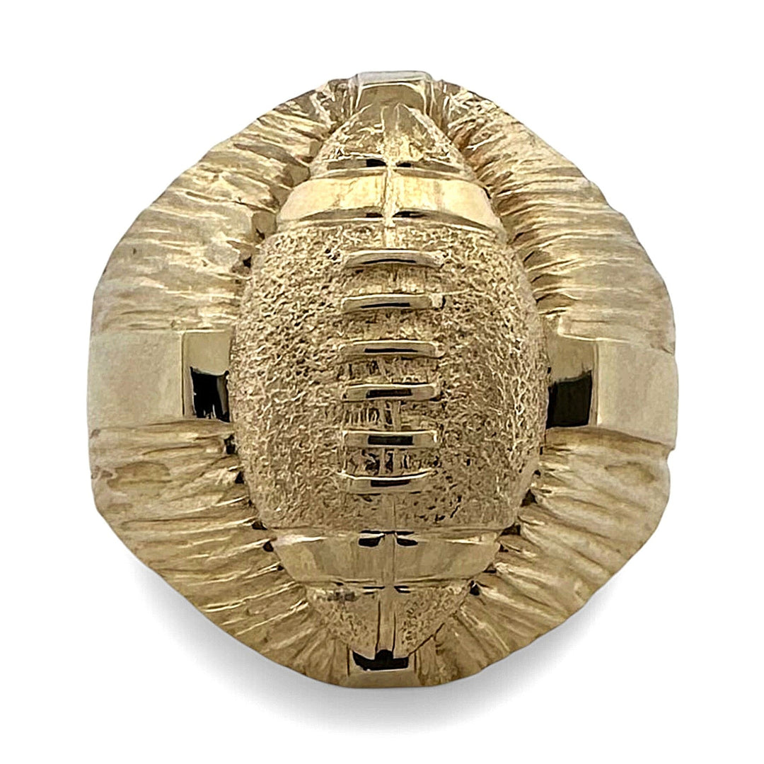 Sculptural Football Men's Ring in 10k Yellow Gold