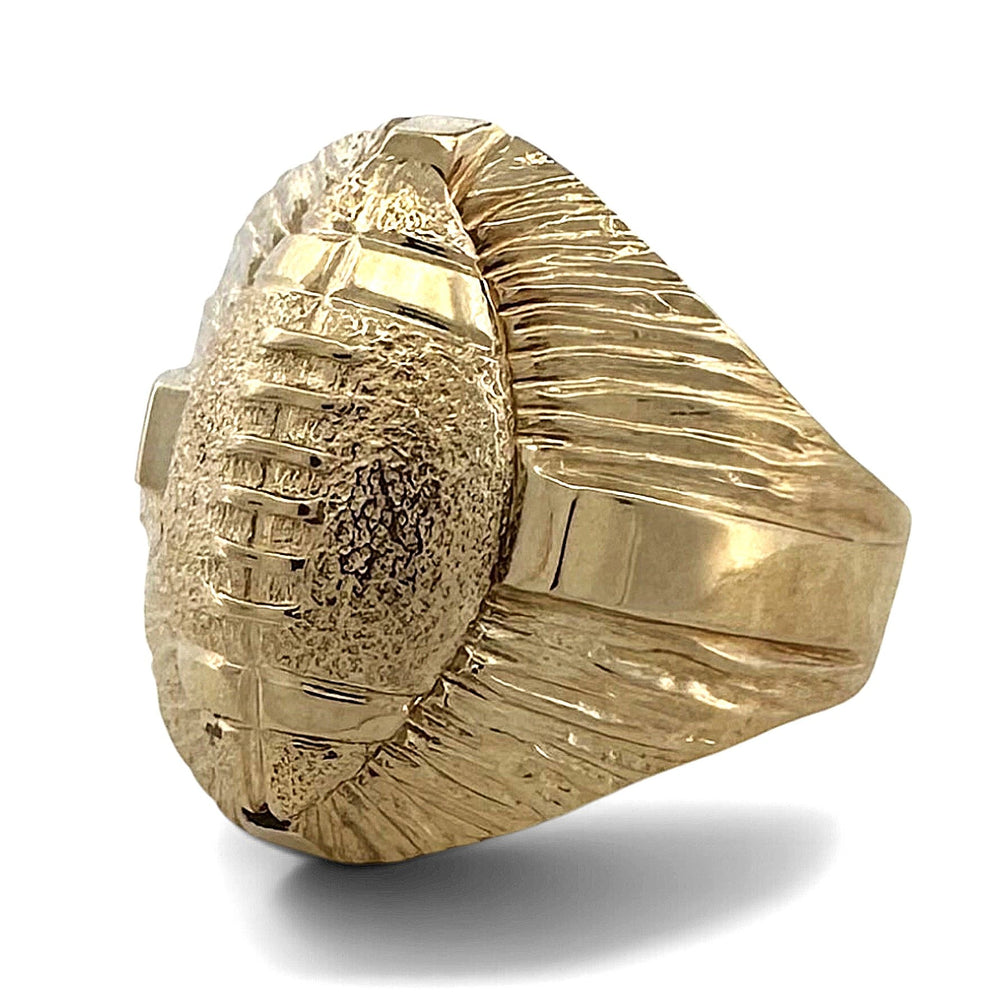 Sculptural Football Men's Ring in 10k Yellow Gold