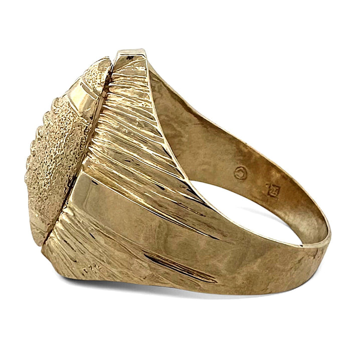 Sculptural Football Men's Ring in 10k Yellow Gold