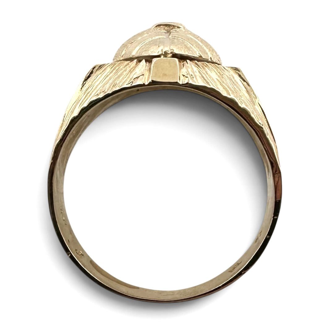 Sculptural Football Men's Ring in 10k Yellow Gold