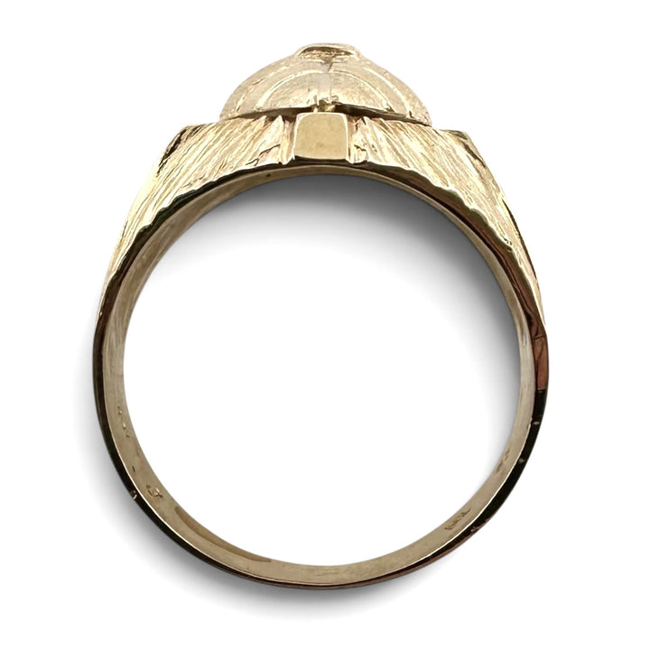 Sculptural Football Men's Ring in 10k Yellow Gold
