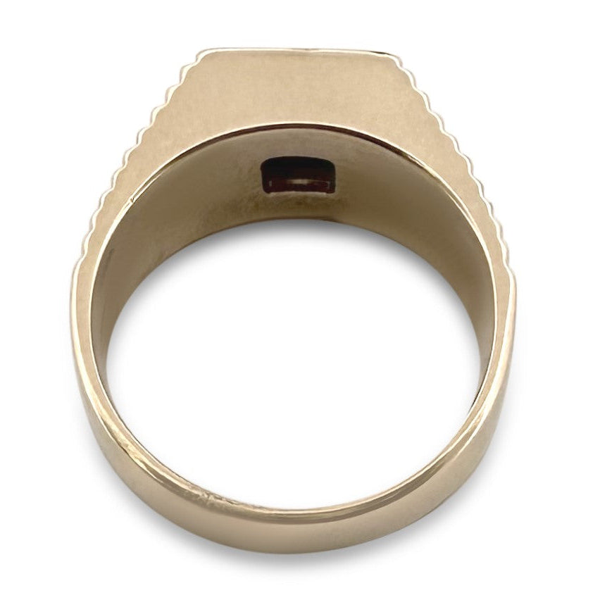 0.50ct Princess Cut Natural Diamond and Sapphire Men's Ring in 14k Yellow Gold