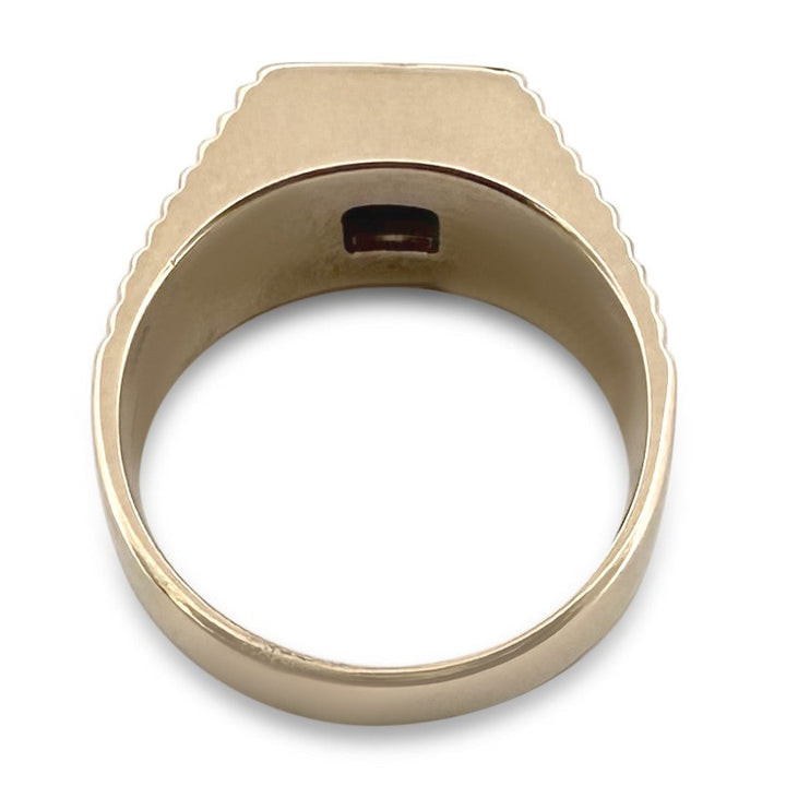 0.50ct Princess Cut Natural Diamond and Sapphire Men's Ring in 14k Yellow Gold