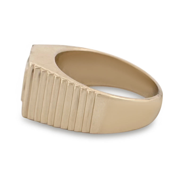 0.50ct Princess Cut Natural Diamond and Sapphire Men's Ring in 14k Yellow Gold