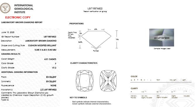 IGI Graded 4.01ct Cushion Cut with Hidden Halo Lab-Grown Diamond Engagement Ring in 14k White Gold