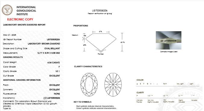IGI Graded 5.07ctw Oval with Round Brilliant Lab-Grown Diamond Hidden Halo Engagement Ring in 14k Yellow Gold