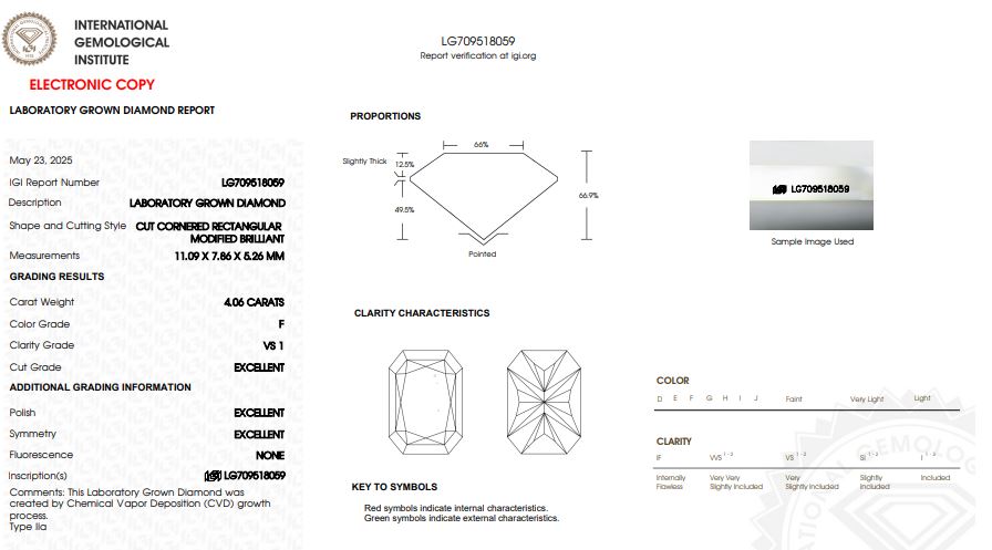 IGI Graded 4.06ct Radiant Cut Center with Hidden Halo Lab-Grown Diamond Engagement Ring in 14k Yellow Gold