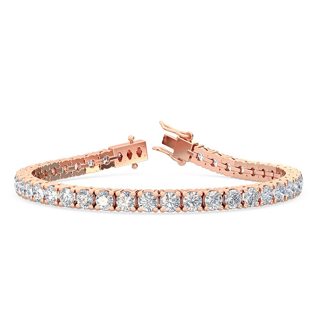 9.16ctw Round Brilliant Cut Lab-Grown Diamond Tennis Bracelet in 14k Rose Gold