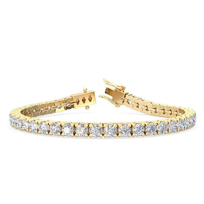 9.16ctw Round Brilliant Cut Lab-Grown Diamond Tennis Bracelet in 14k Yellow Gold
