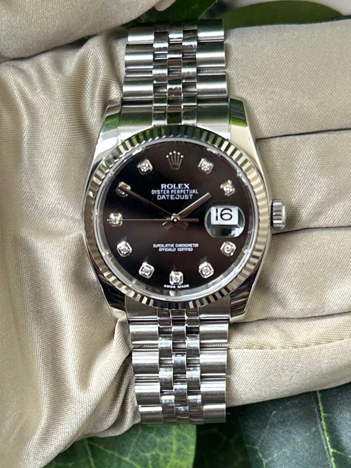 Rolex Datejust 36mm Stainless Steel and 18k White Gold Jubilee Bracelet Watch with Factory Dial