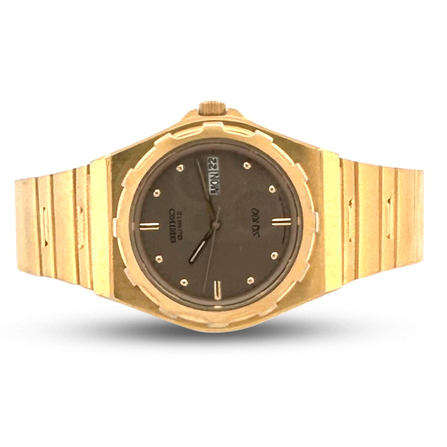 Vintage Seiko SQ100 Quartz Gold-Tone Bracelet Watch