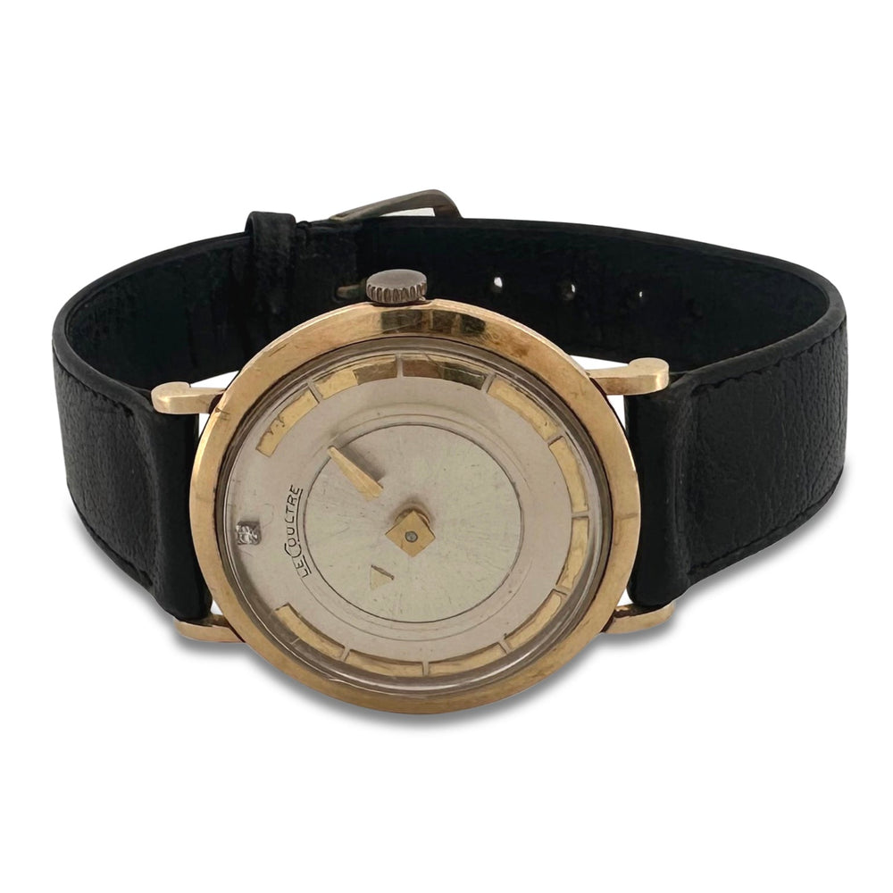 Vintage Jaeger-LeCoultre Mystery Dial in 14k Yellow Gold Leather Strap Watch