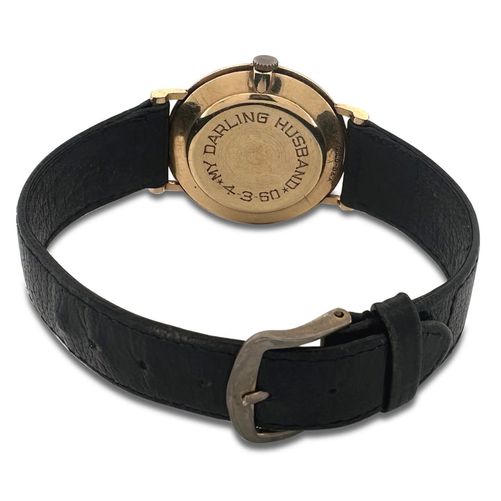 Vintage Jaeger-LeCoultre Mystery Dial in 14k Yellow Gold Leather Strap Watch