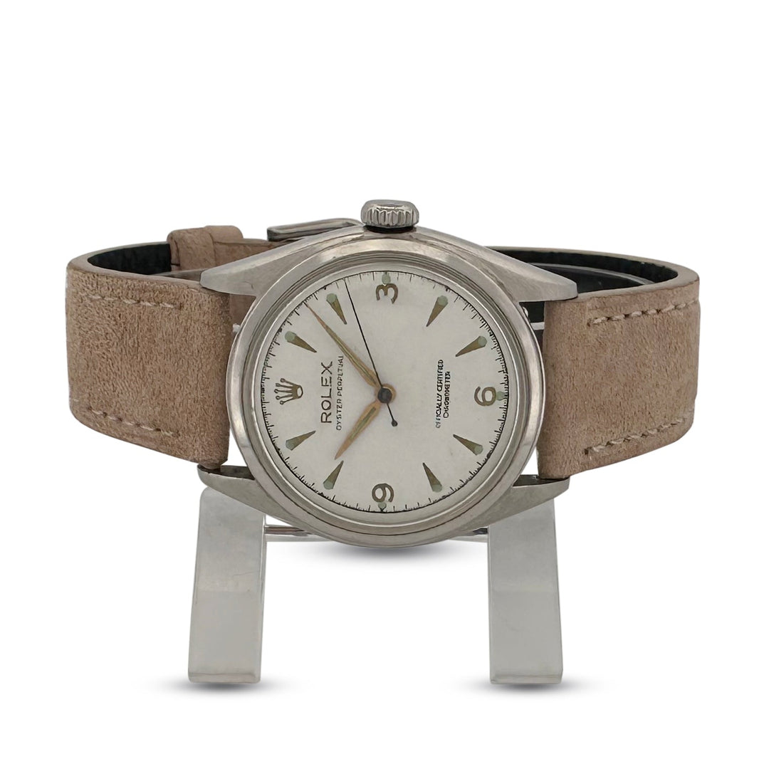 1952 Rolex Oyster Perpetual 34mm "Bubbleback" Stainless Steel Strap Watch